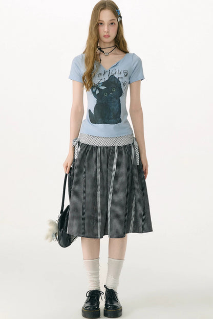 Retro Plaid Patchwork Skirt
