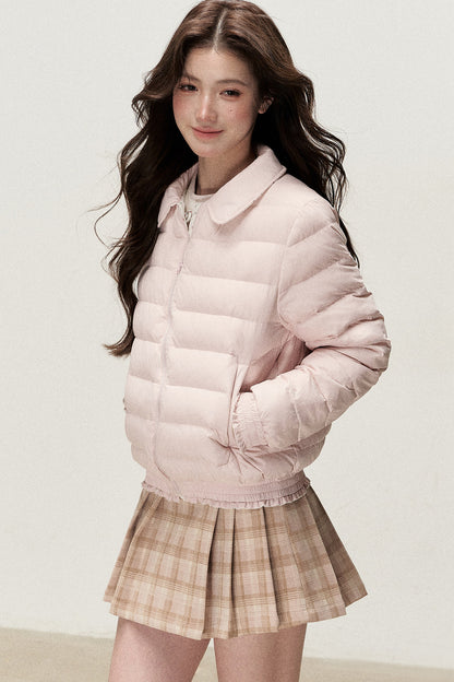 Wendbare Daunenjacke aus Cord mit Bubikragen