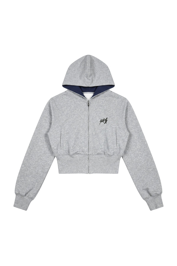 Grey Hooded Sweatshirt and Wide-Leg Pants Set