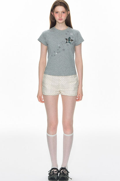 Star Patch Embroidered Short-Sleeve T-Shirt