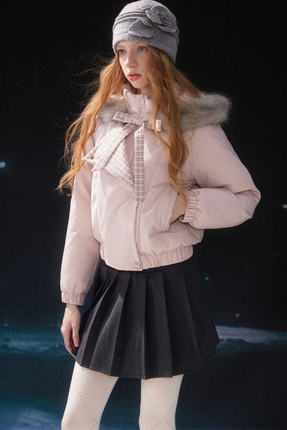 Pink Fur Collar Down Jacket