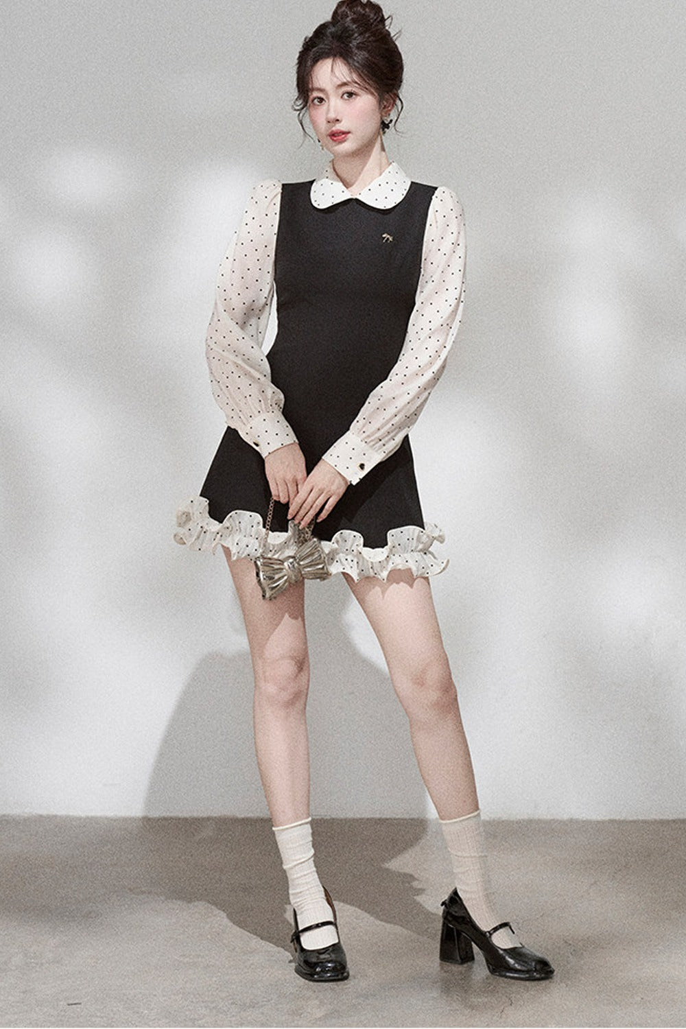 Doll Collar Layered-Look Dress