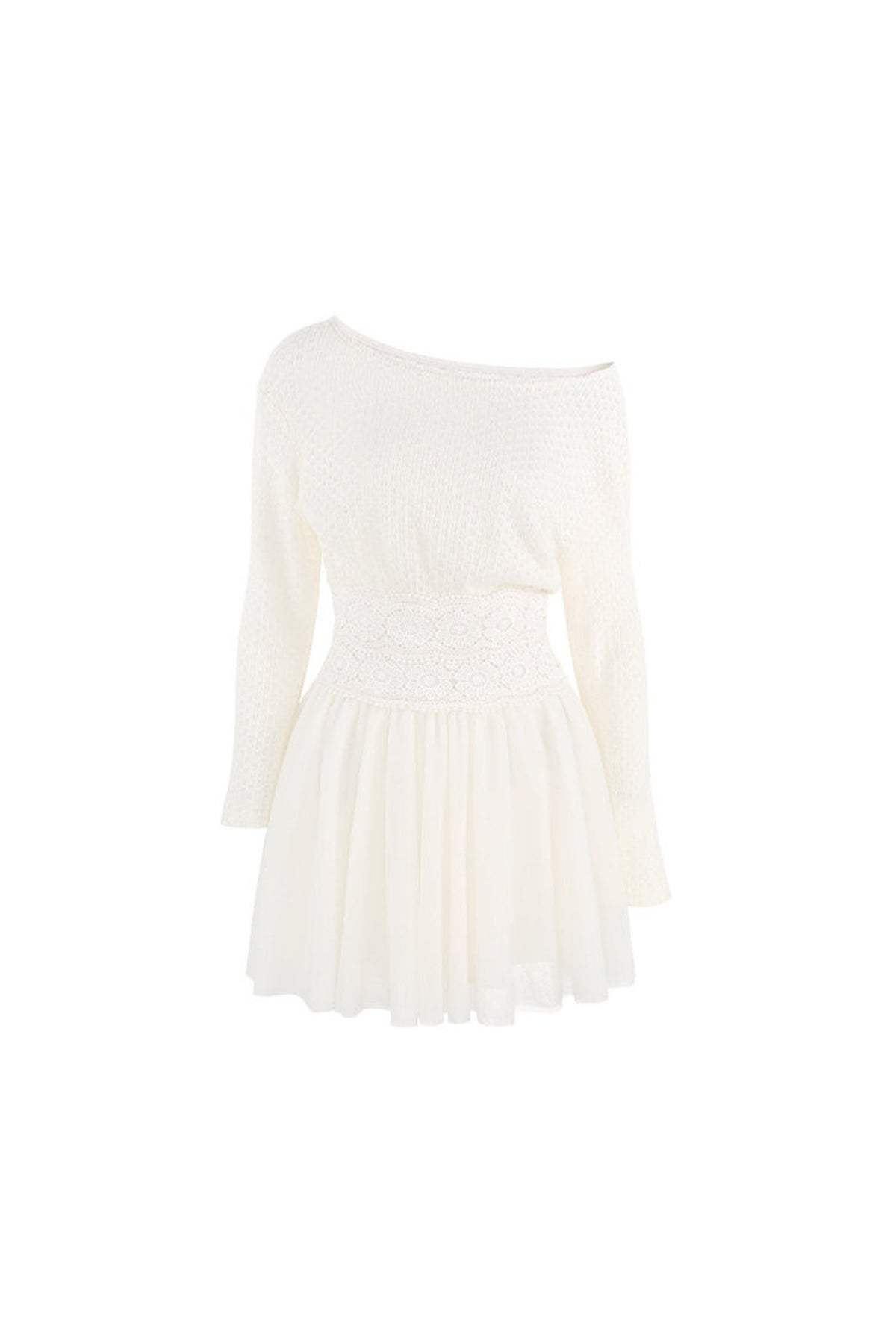 French Hollow-Out Lace Off-Shoulder Dress