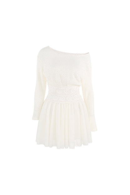 French Hollow-Out Lace Off-Shoulder Dress