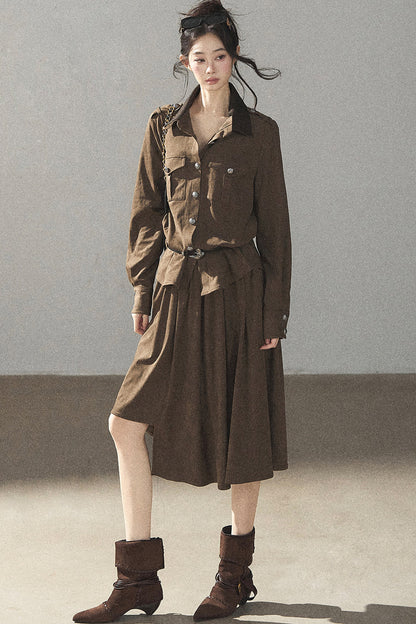 Ensemble manteau et jupe Murmures de feuilles tombées