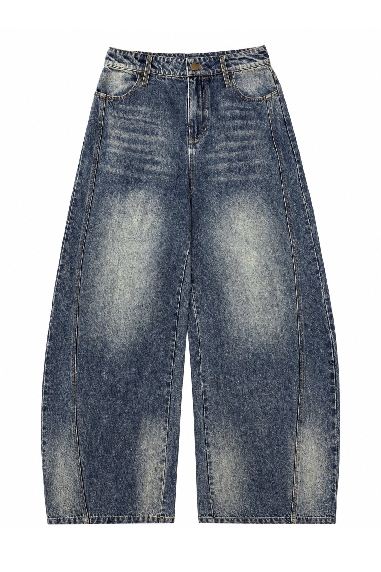 Ensemble 3 pièces avec veste courte en denim, pantalon à ourlet arrondi et haut