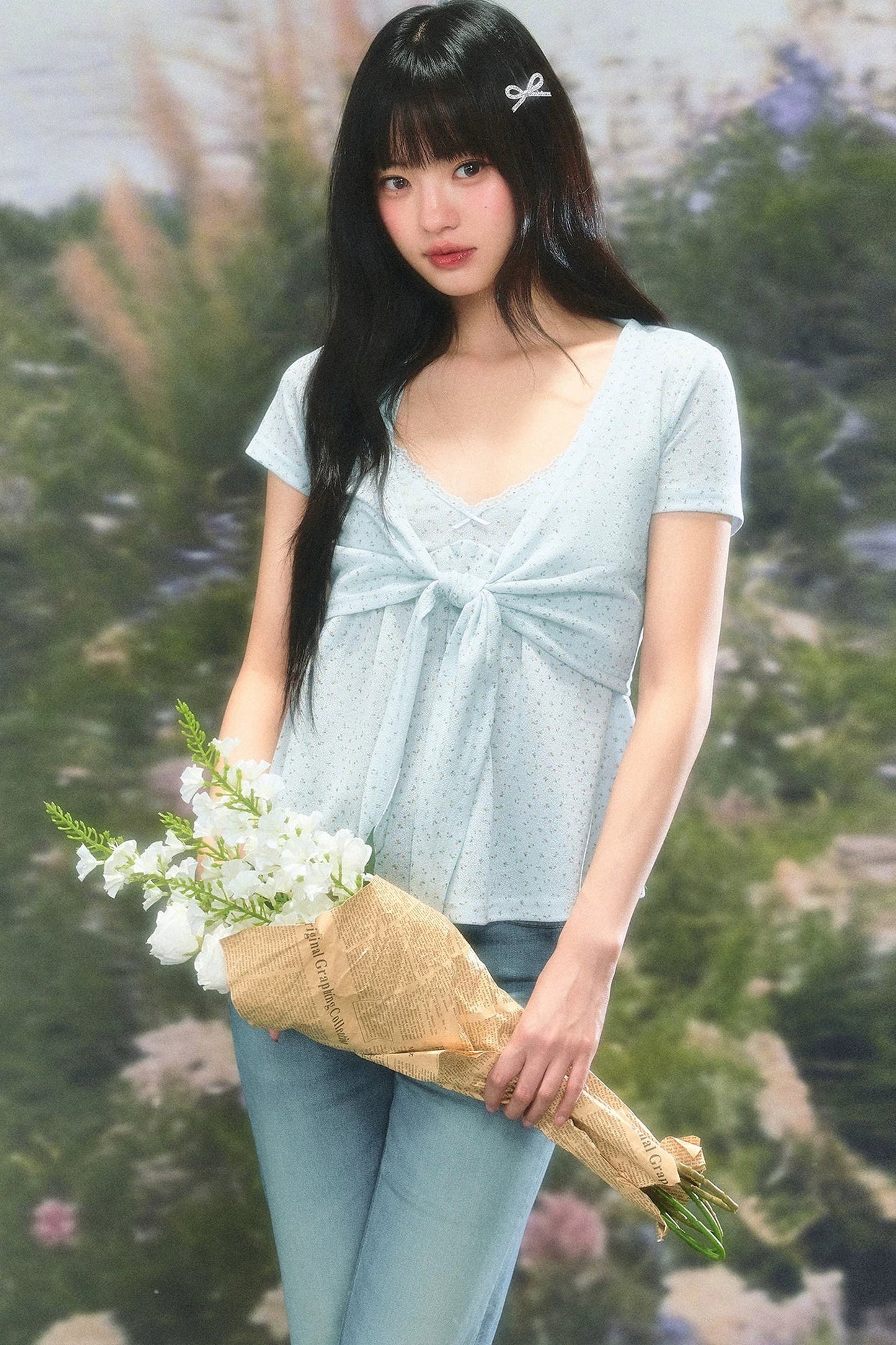 Pure Desire Set aus geblümtem Cardigan und Lagen-Top