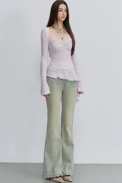 Twist Ruffle Pleated Blouse