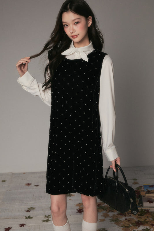 Floral Velvet Preppy Dress
