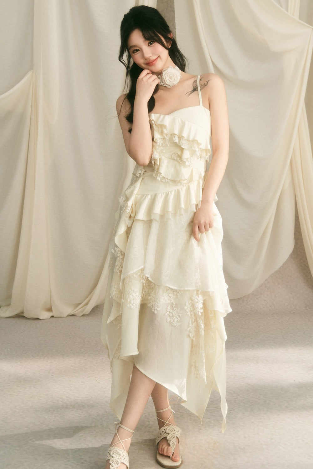 Rose Wave Layered Camisole and Skirt Set-Up