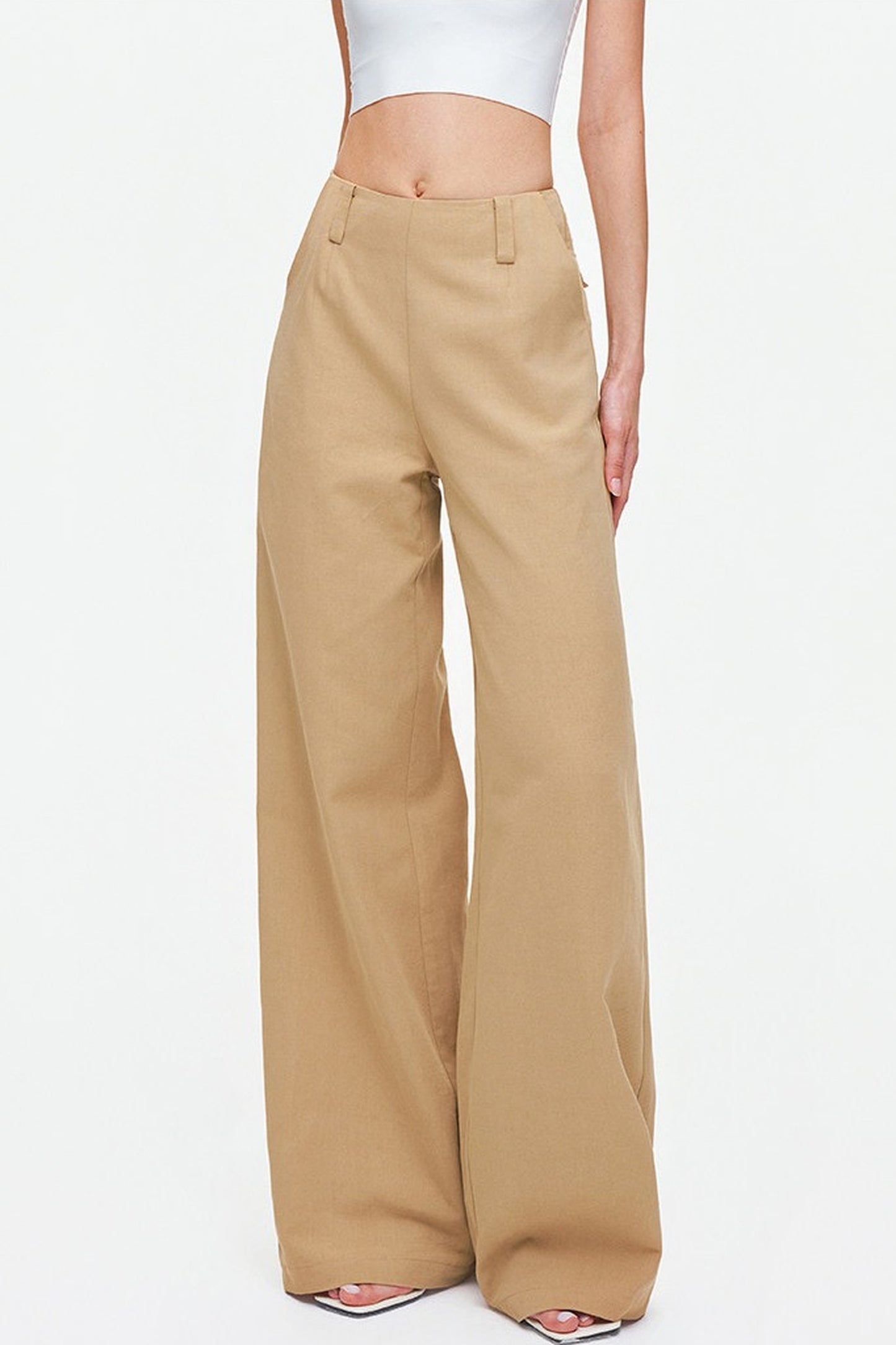 Tencel Linen Cotton Wide-Leg Trousers