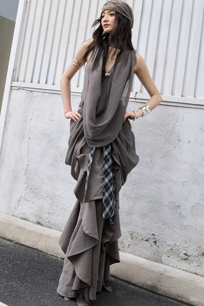 Bohemian Distressed Ruffled Skirt