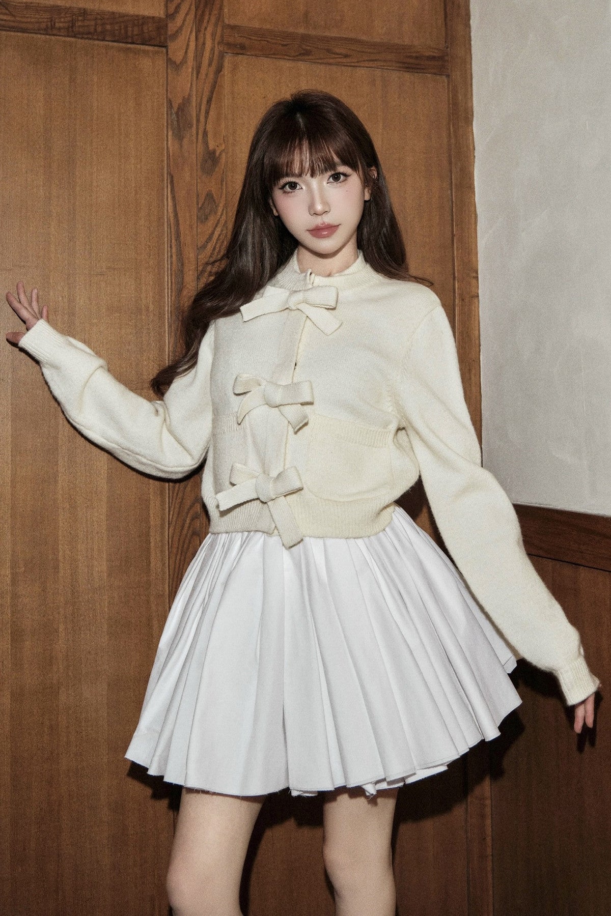 Bow Tie Long-Sleeve Cardigan