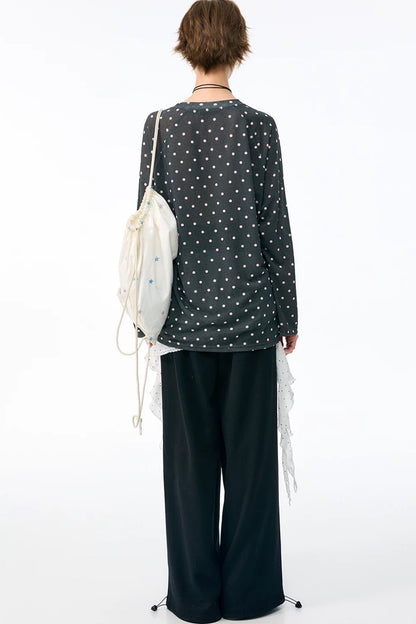 White Polka Dot Irregular Layered-Look Skirt