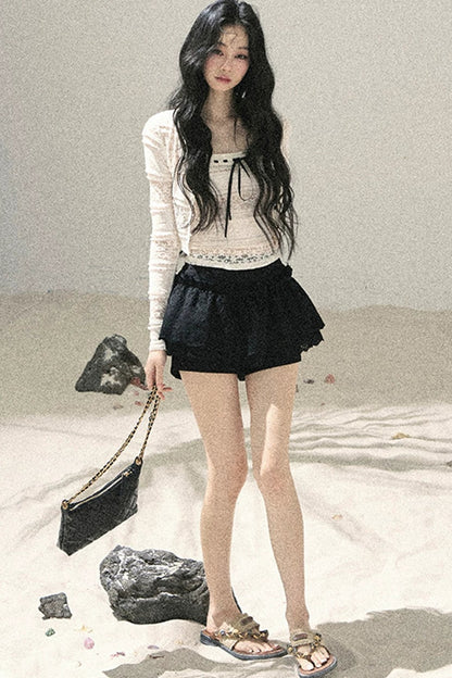 레이스 펀칭 여름 투피스 세트