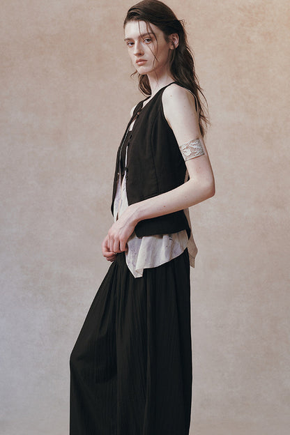 Tencel Ramie Asymmetric Tie-Up Vest