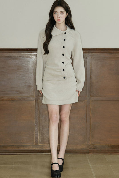 Large Lapel Wool Blend Knit Top