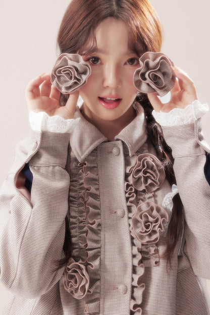 3D Rose Patchwork Ruffle Jacket