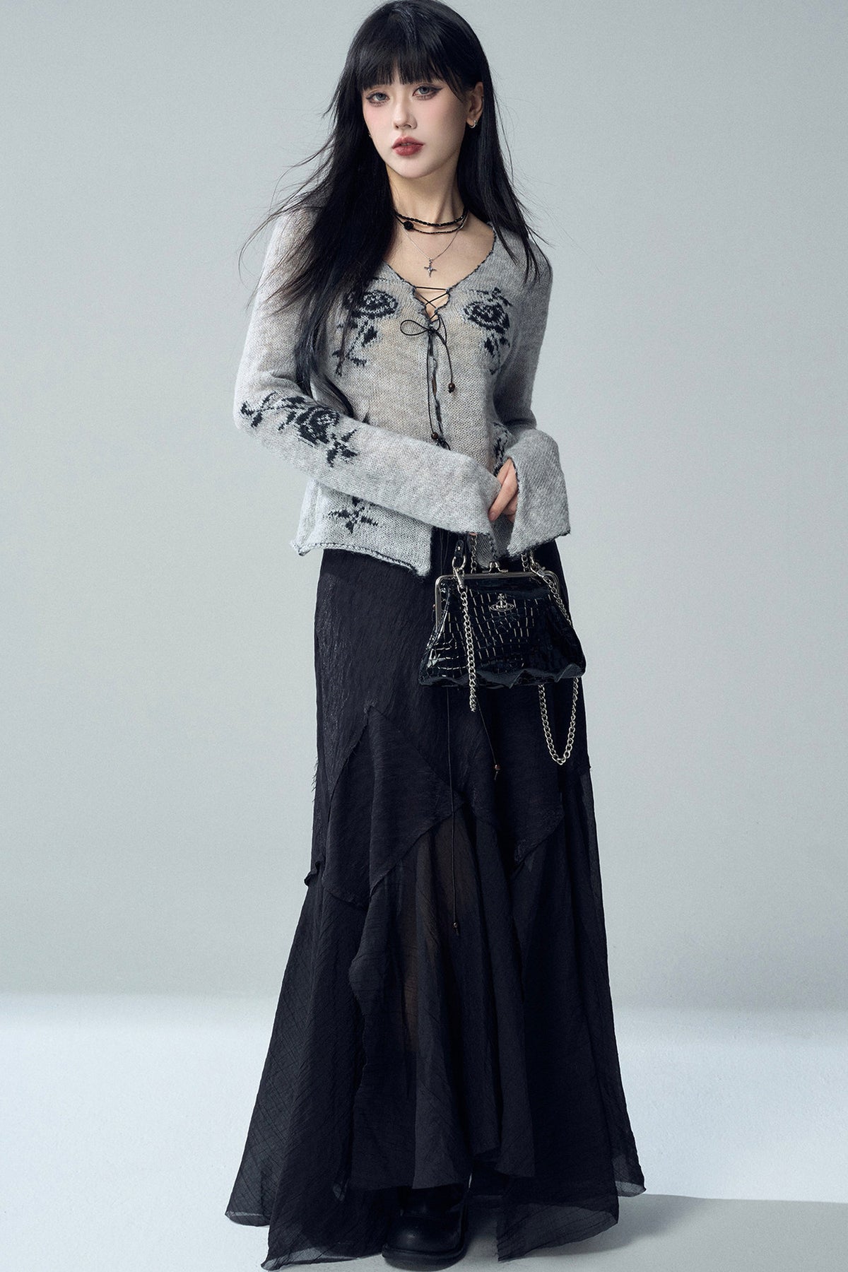 Rose Jacquard Knit Sweater