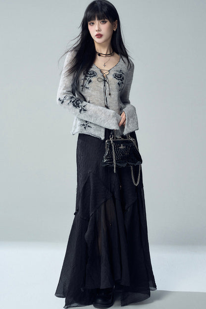 Rose Jacquard Knit Sweater
