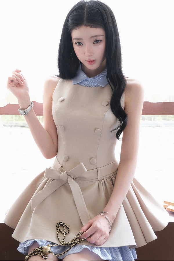 Elegant French Double-Breasted Dress