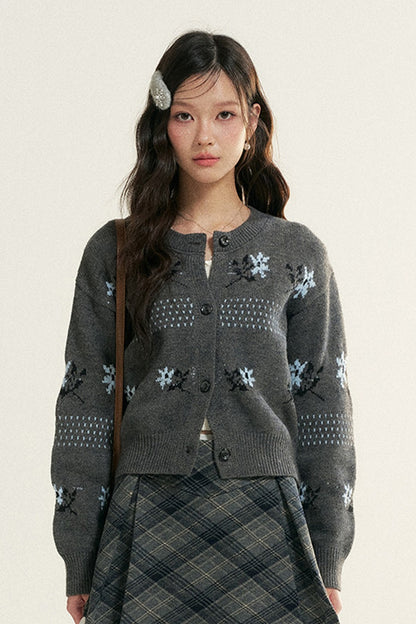 Fair Isle Jacquard Knit Cardigan
