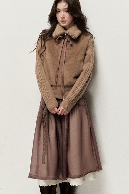 Knitted Patchwork Faux Fur Jacket
