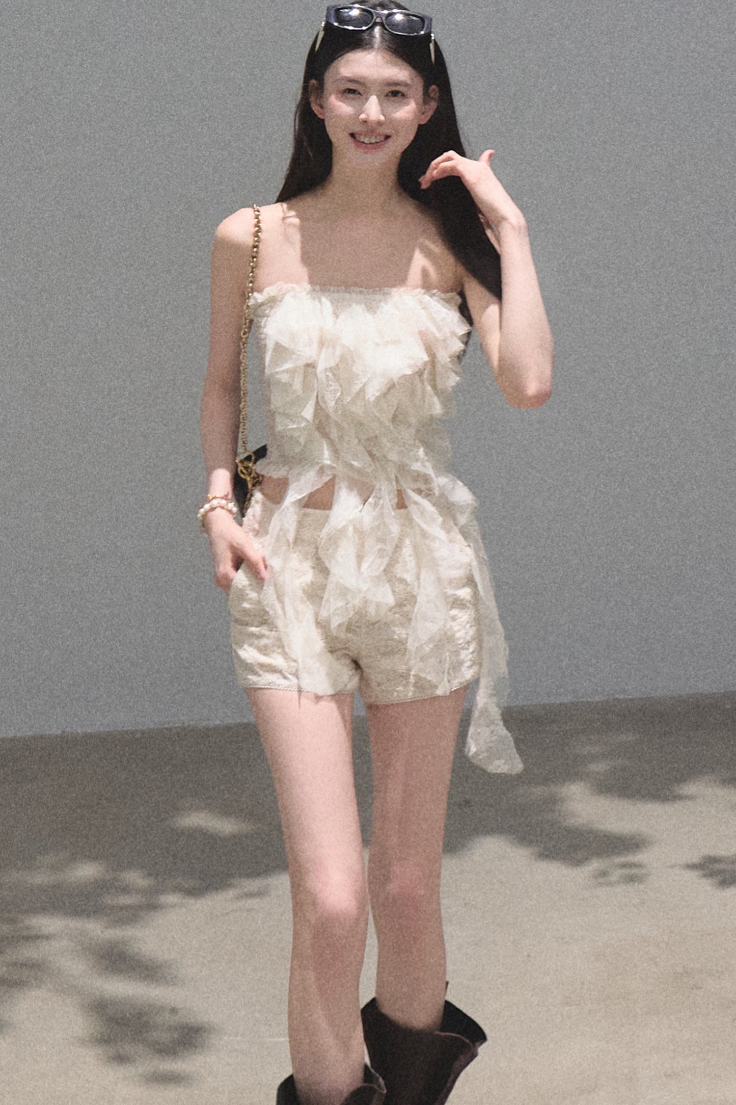 Slim-Fit High-Waisted Suit Shorts