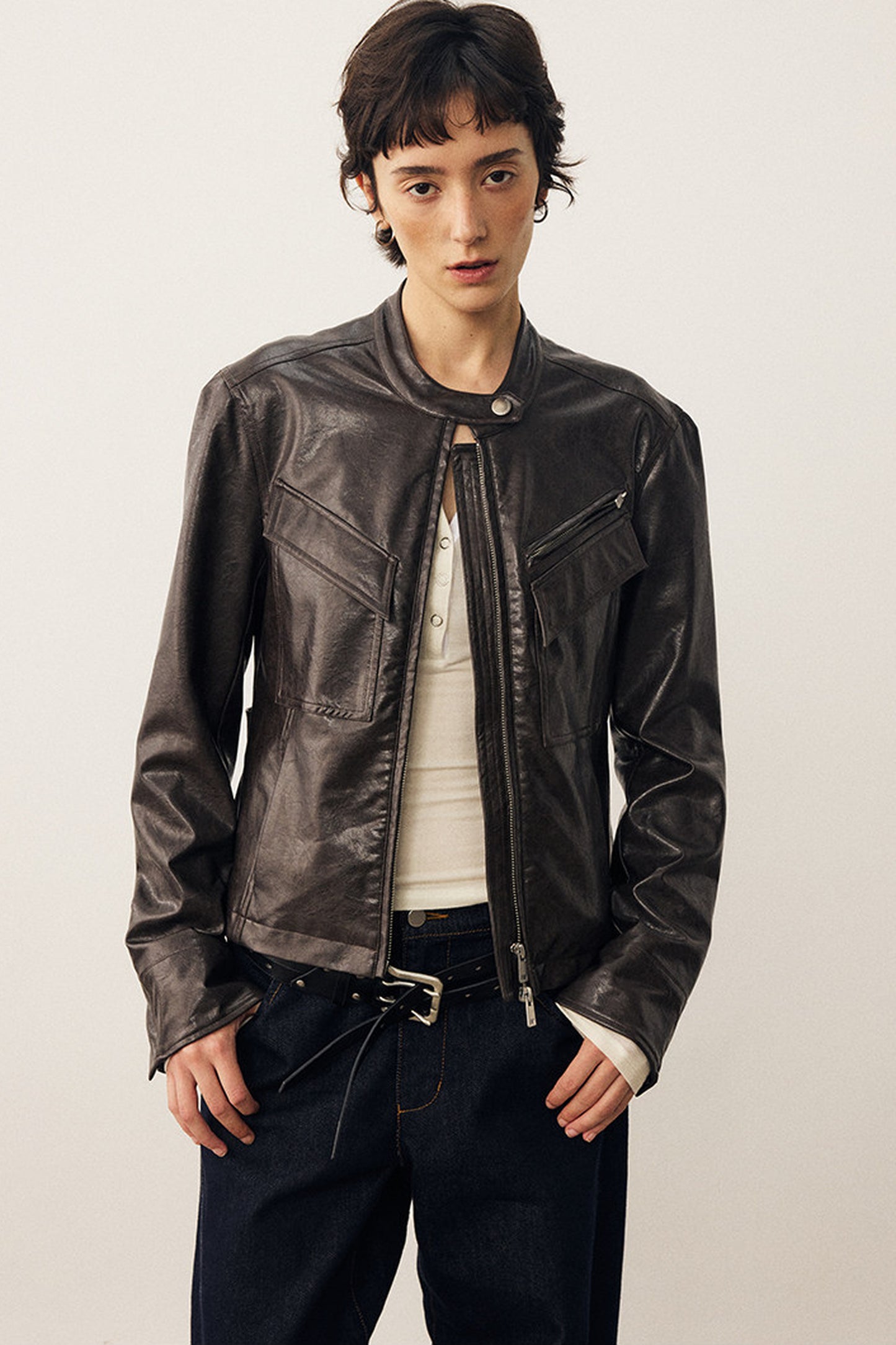 Blackcurrant Slim Leather Jacket