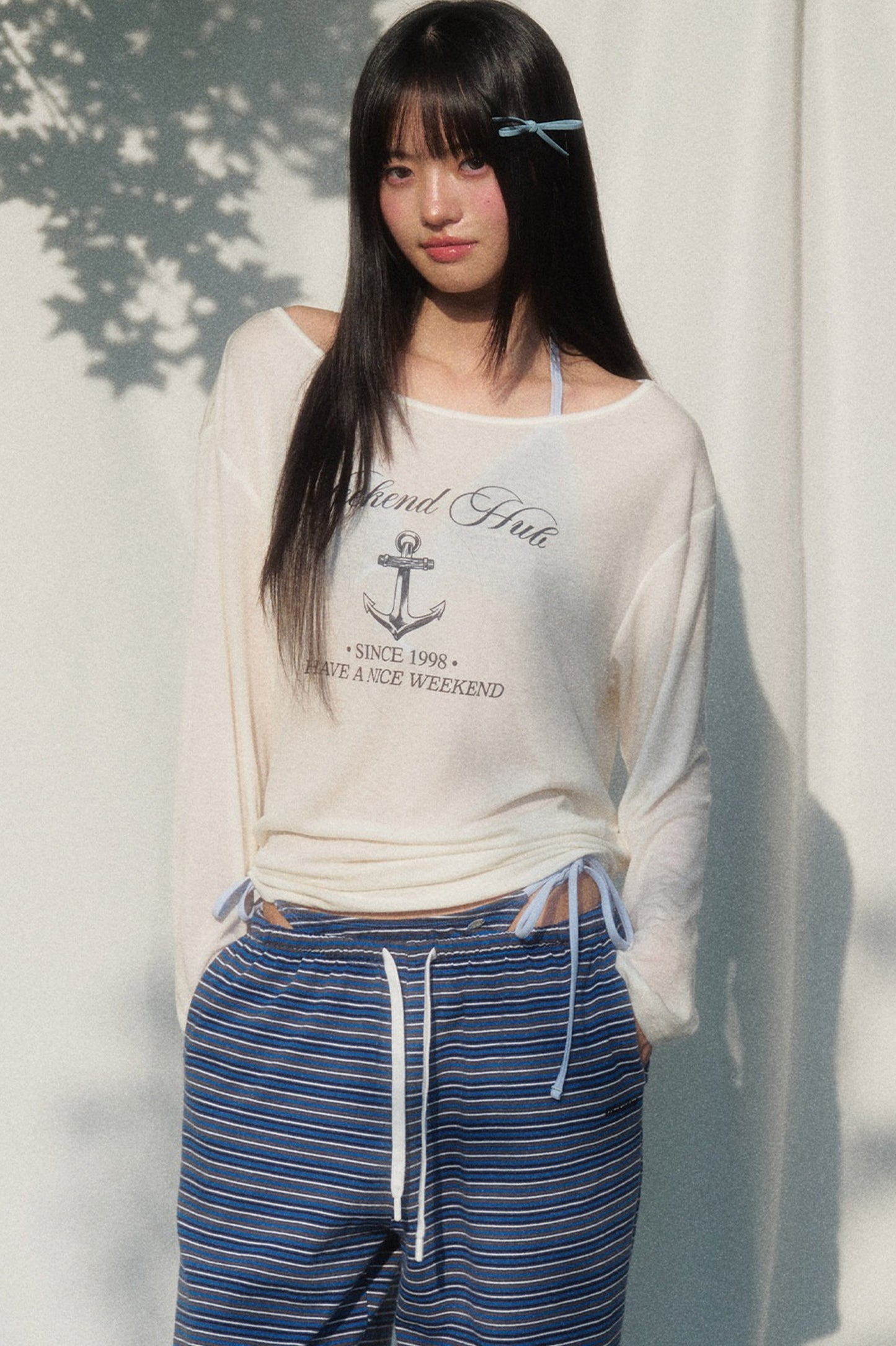 Printed Sun Protection Blouse and Trousers Set