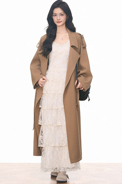 Women's Mid-Length Windbreaker and Camisole Dress Set-Up