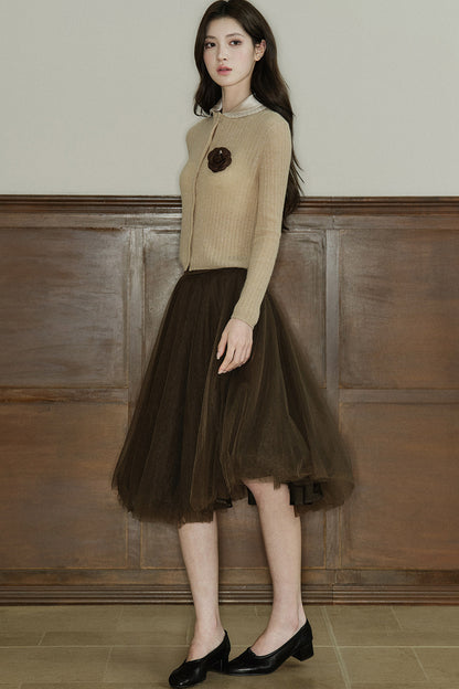 Detachable Doll Collar Knit Cardigan