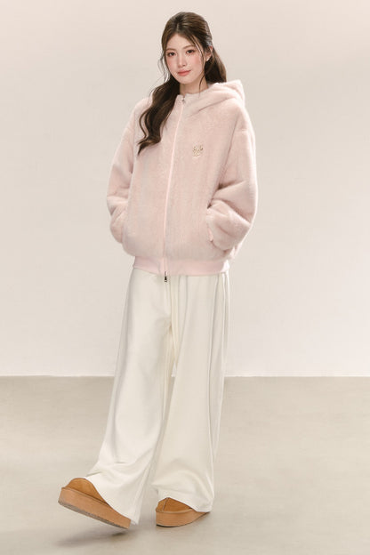 Pink Furry Hooded Jacket