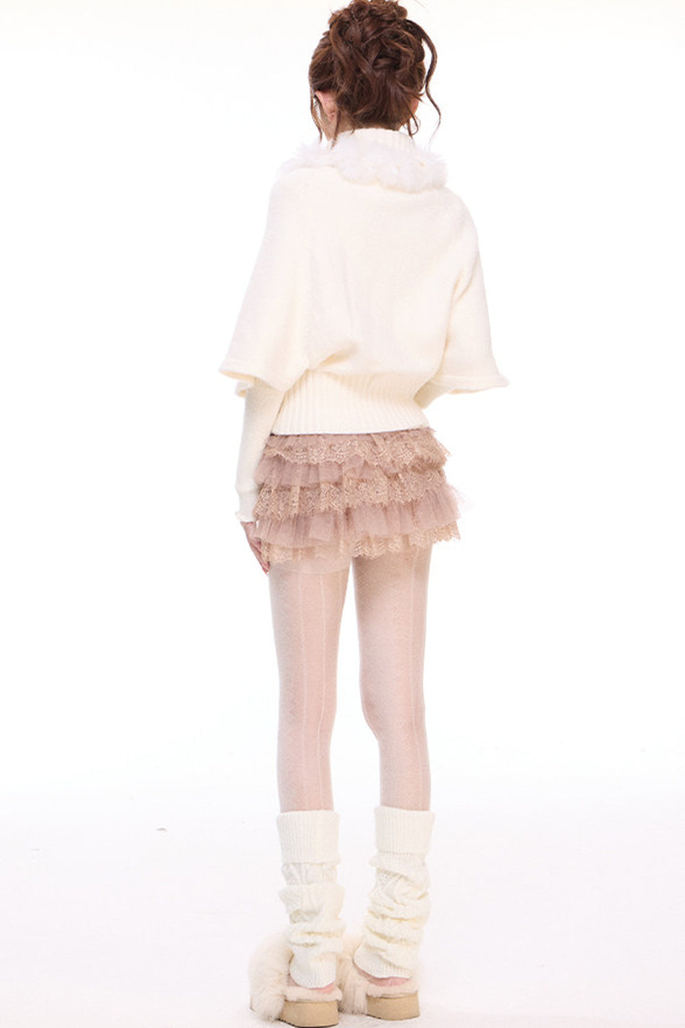Lace Collar With Mesh Lace Half Skirt Set-Up