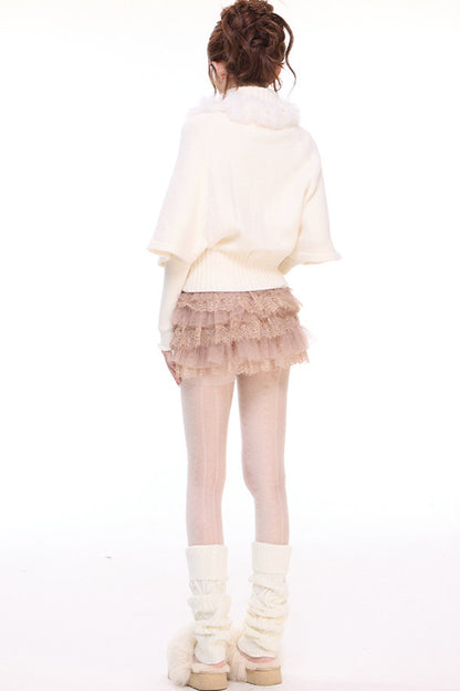 Lace Collar With Mesh Lace Half Skirt Set-Up