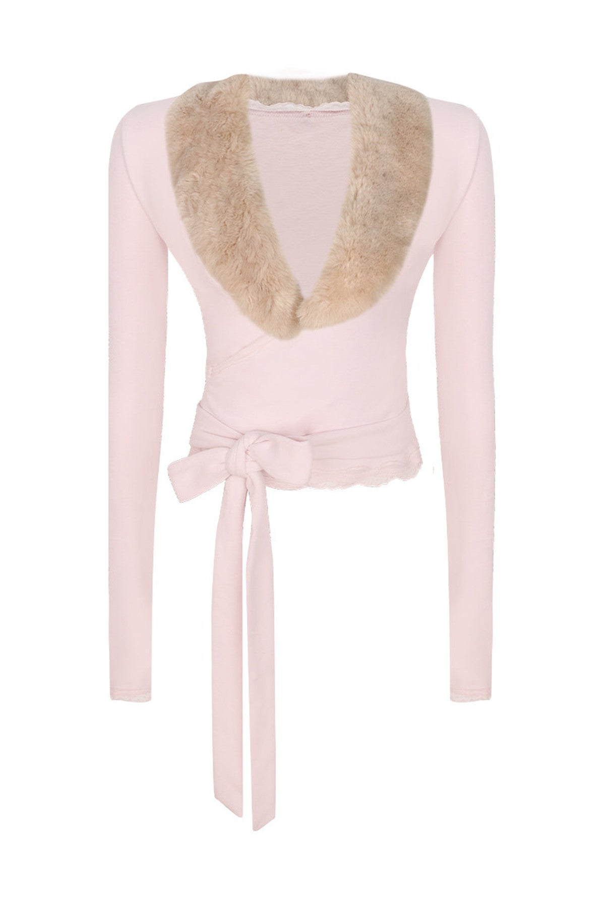 Fur Collar Cardigan and Flared Pants