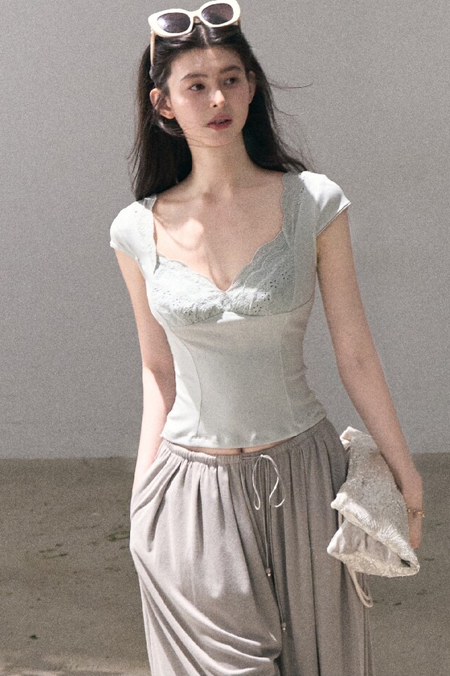 Mint Green Lace Slim Top