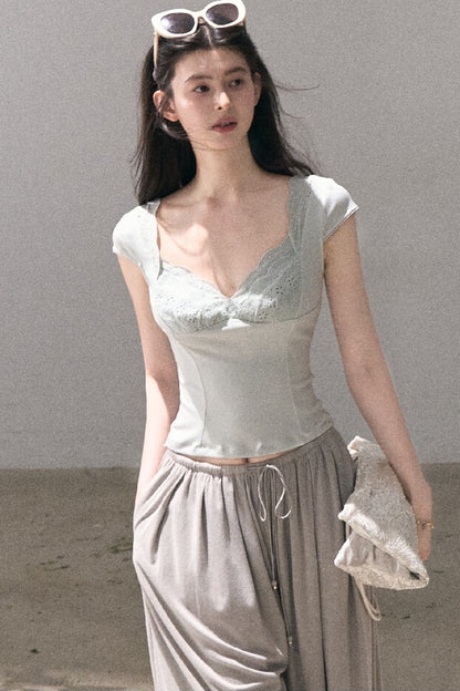 Mint Green Lace Slim Top