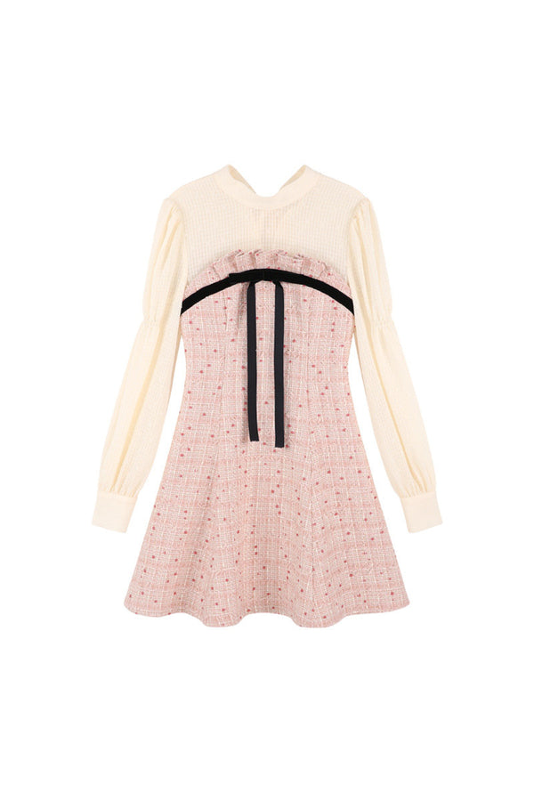 Pink Tweed Bow Dress