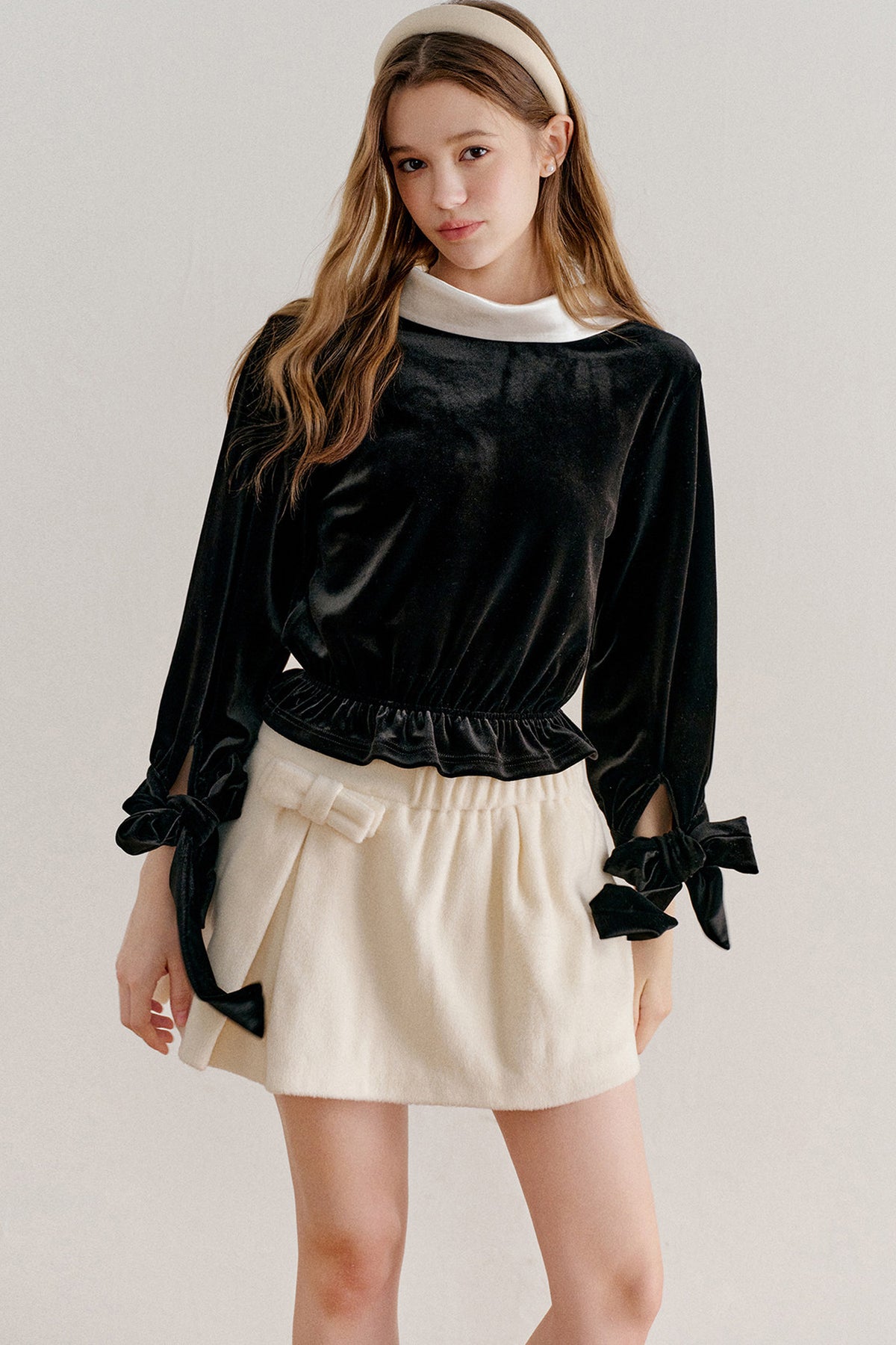 Reversible Velvet Peter Pan Collar Shirt