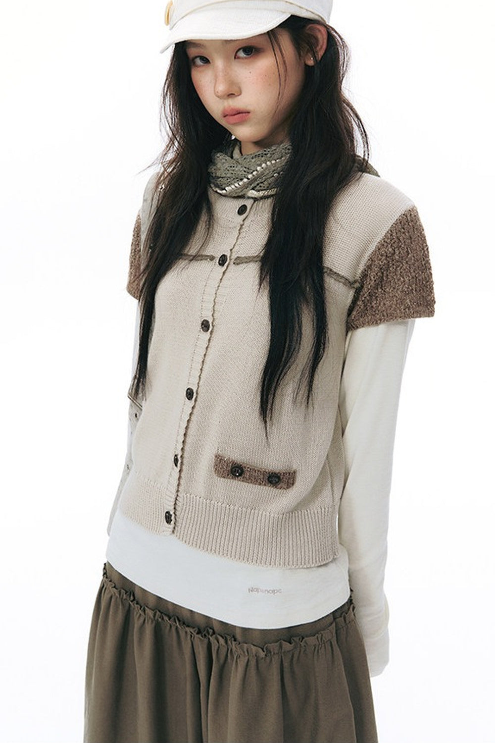 Hollow-out Short Sleeve Knit Cardigan