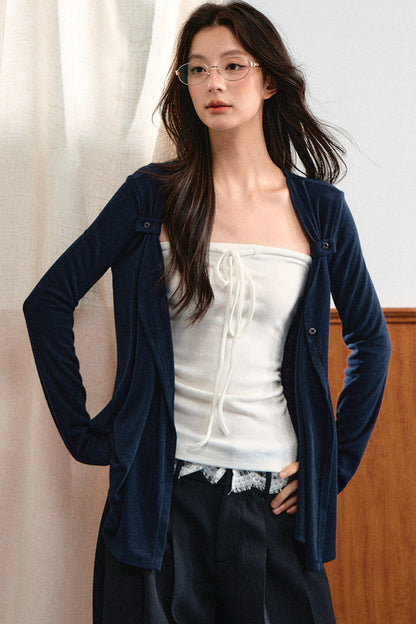 Completo cardigan a maglia e top a fascia