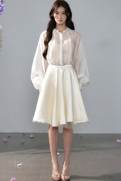 Schwingrock aus Satin mit Polka-Dots