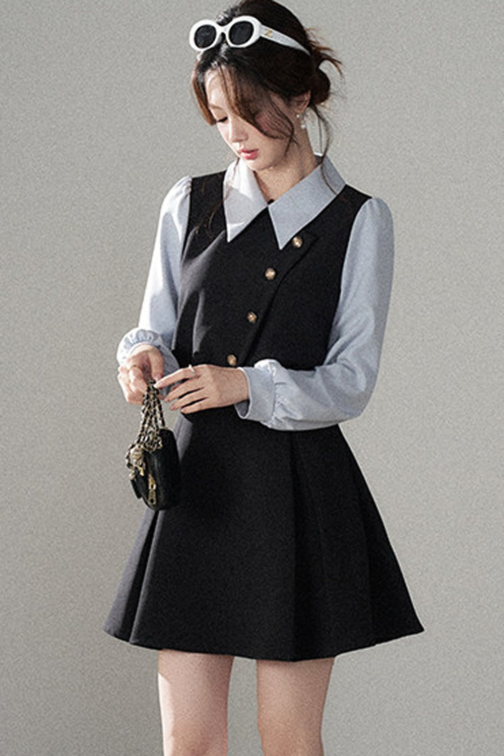 Berkeley Style Contrasting Sleeve Short Dress