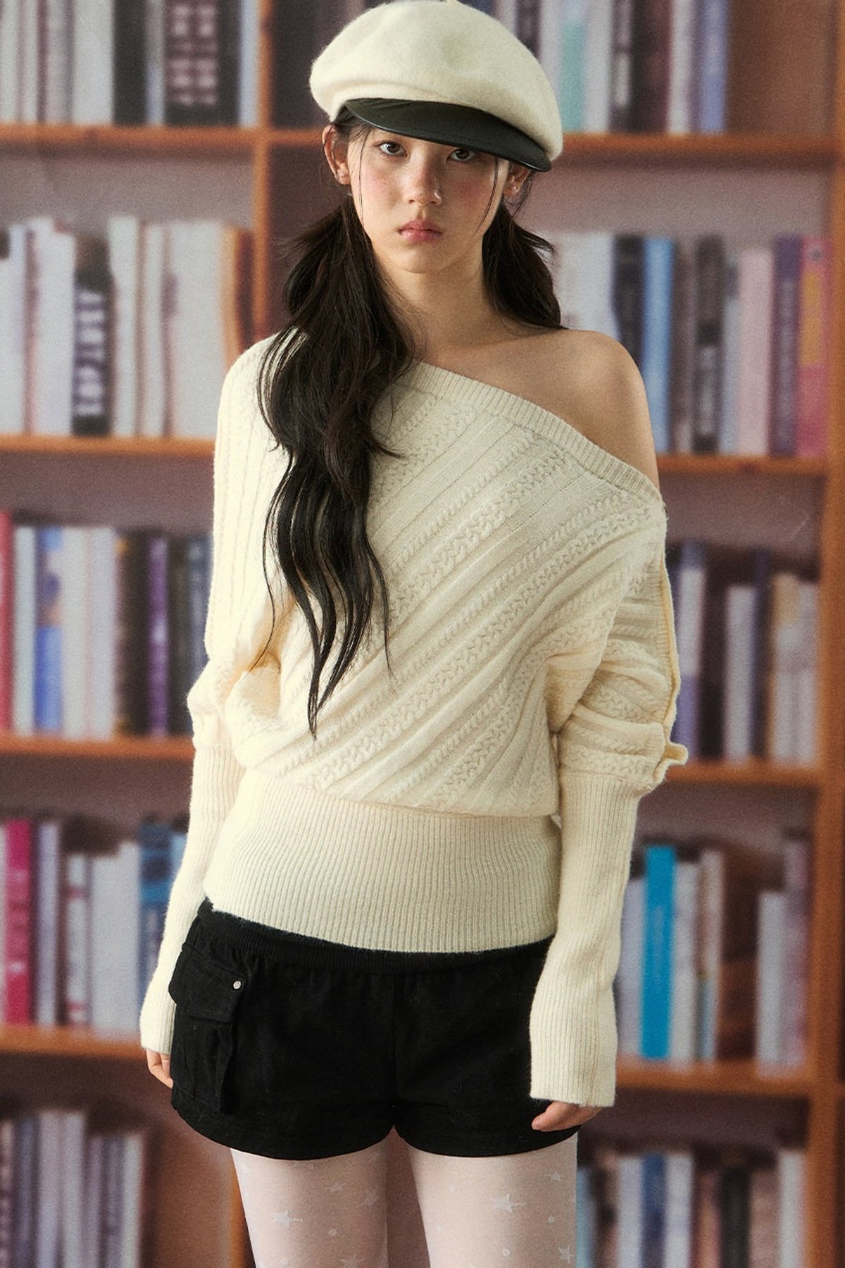 One-Shoulder Twisted Knit Top and Pants Set-Up