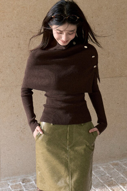 Fern Green Leather Straight Skirt