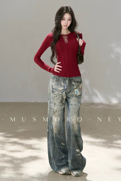 Punk Chain High-Waisted Jeans