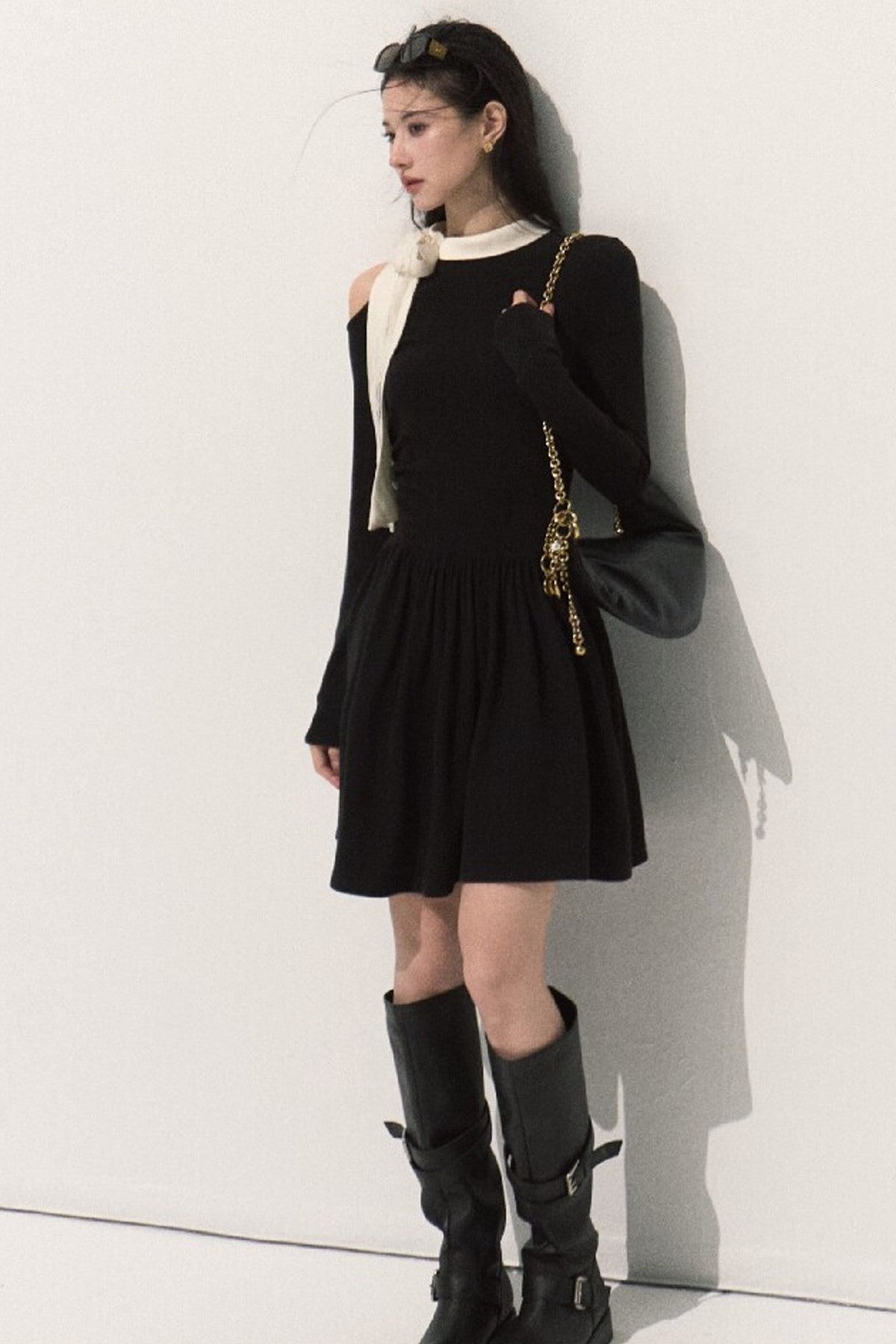 Robe en maille à manches longues
