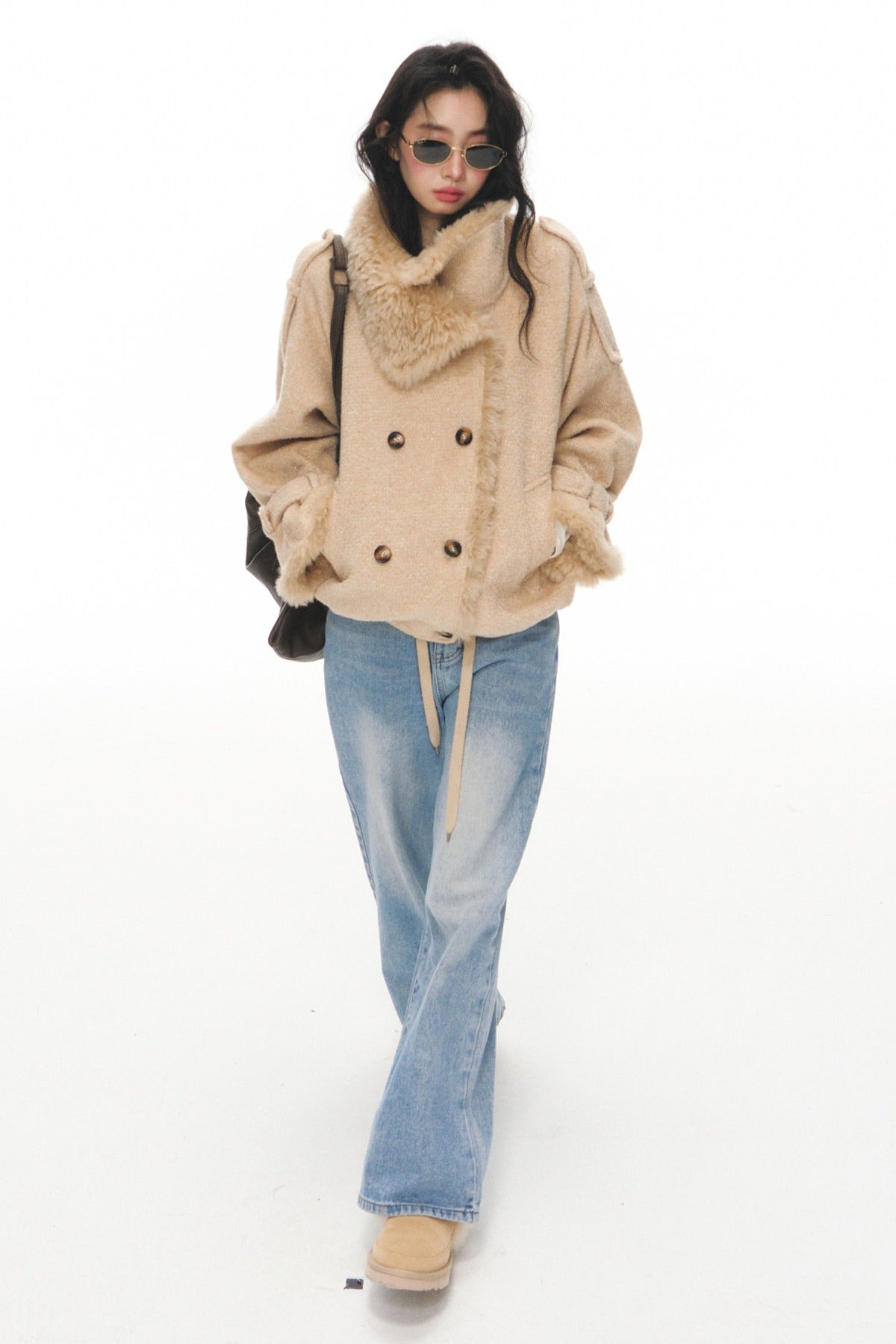 Ensemble veste courte en laine et pantalon