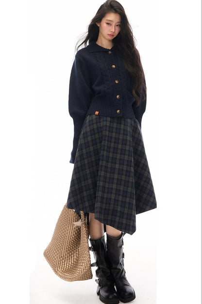 Short Knit Cardigan and Long Skirt Set-Up
